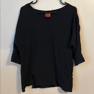 Oh my Gauze! Lagenlook Oversized Tunic Blouse 100% Cotton Shoulder Cutouts Sz 1